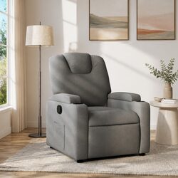 Grey Fabric Manual Recline Recliner Chair with Cup Holders