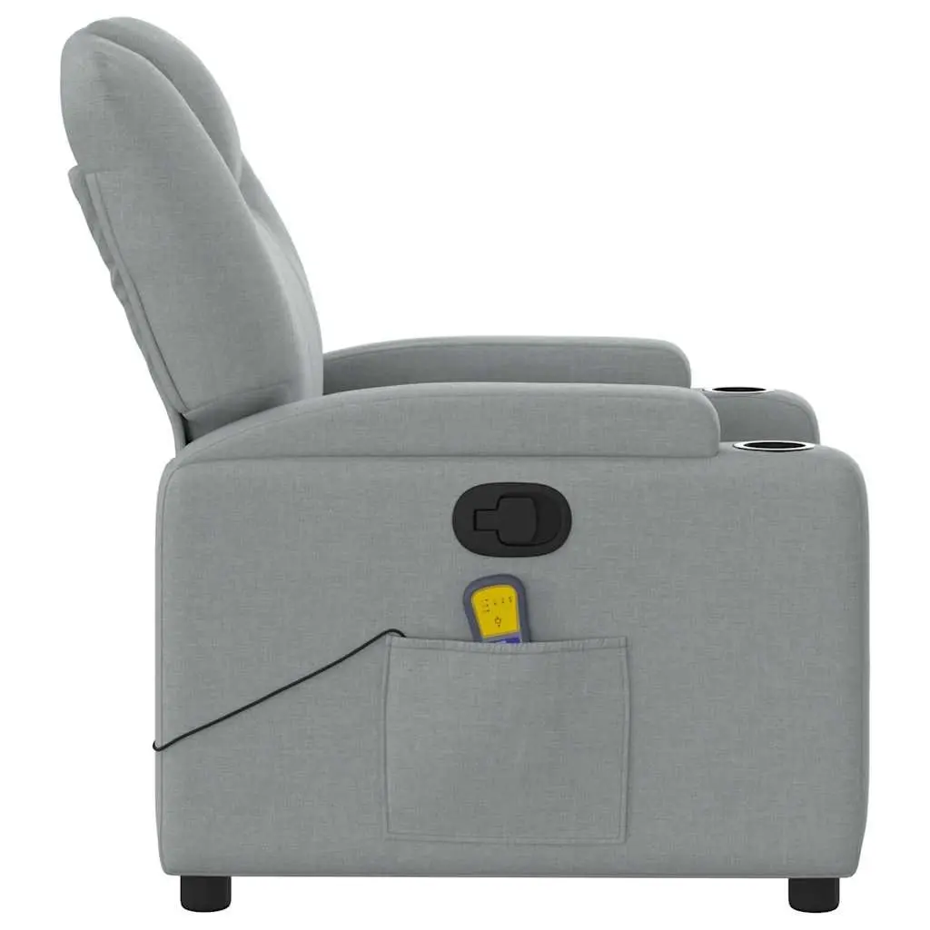 Massage Recliner Armchair Fabric Grey