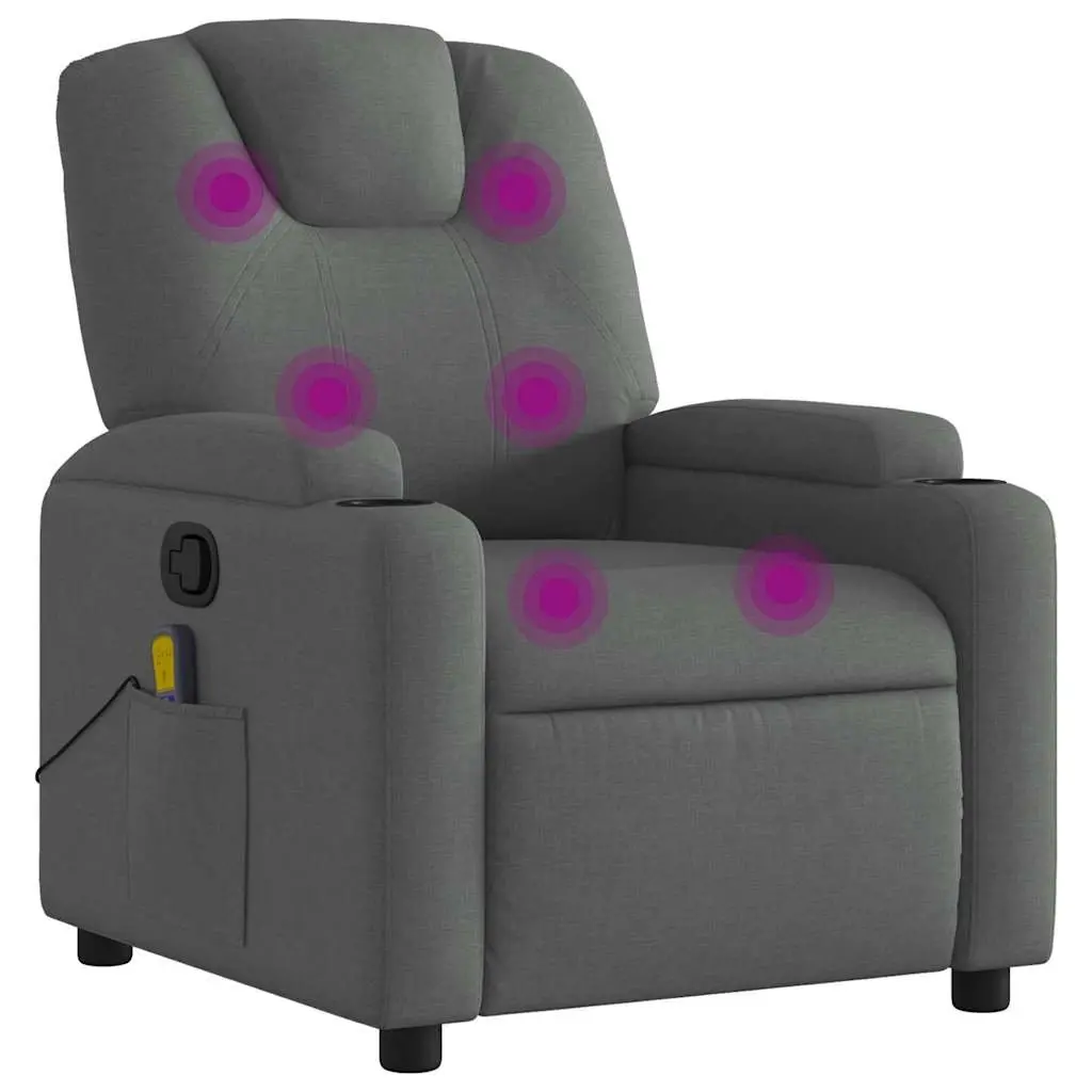 Grey Fabric Massage Recliner Chair with USB Power