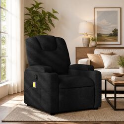 Black Fabric Massage Recliner Chair with 6-Point Vibration