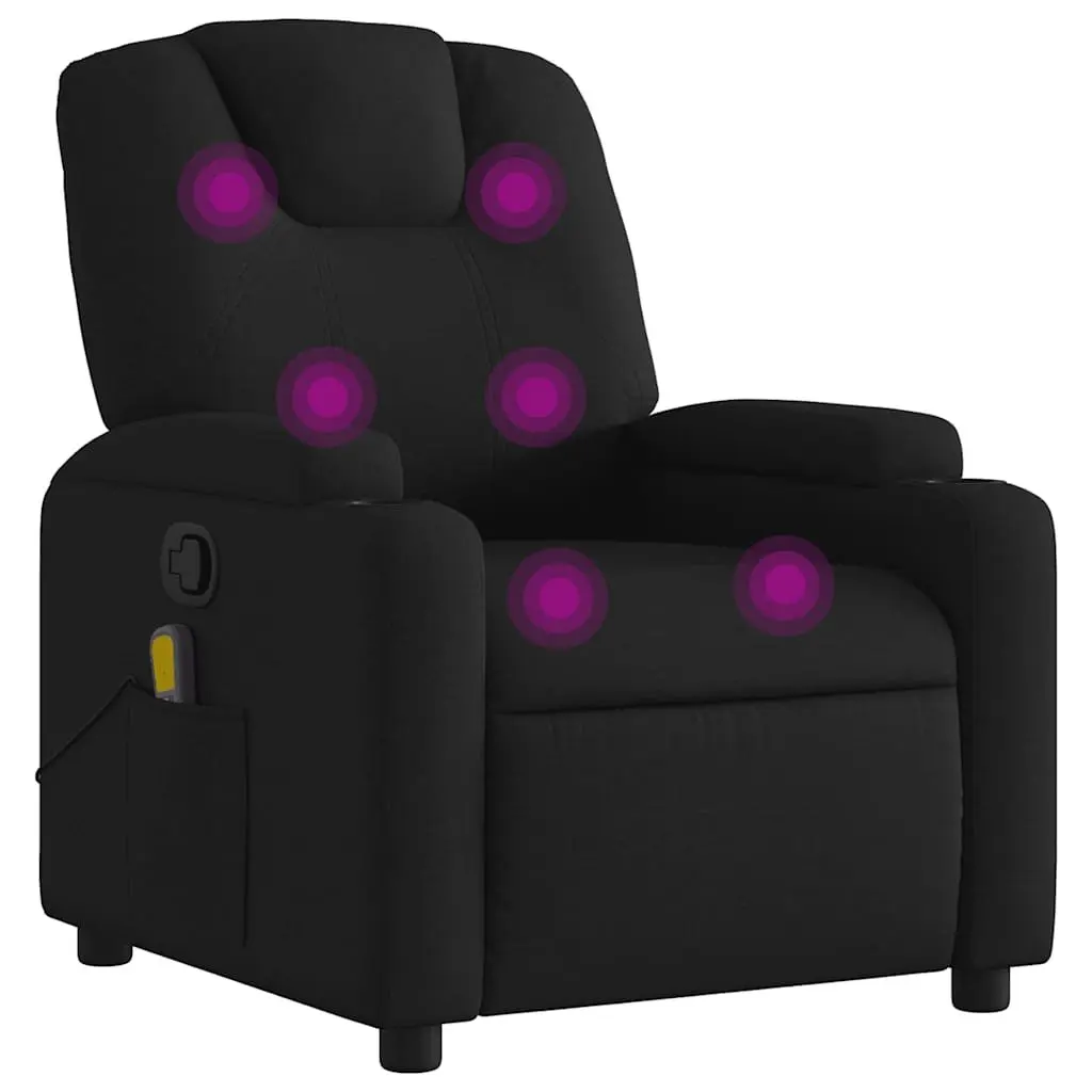 Black Fabric Massage Recliner Chair with 6-Point Vibration