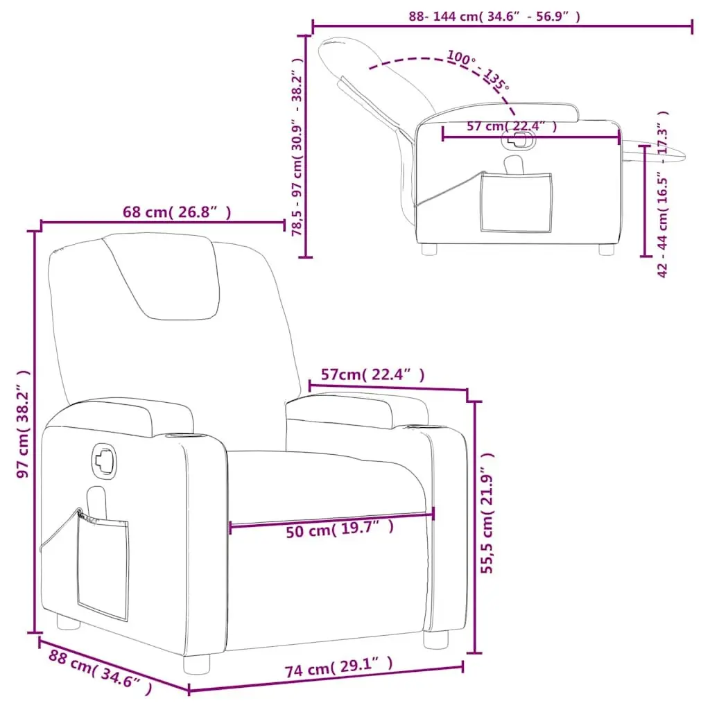 Black Fabric Massage Recliner Chair with 6-Point Vibration