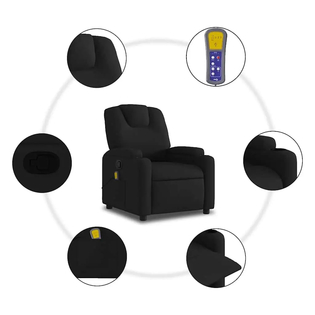 Black Fabric Massage Recliner Chair with 6-Point Vibration