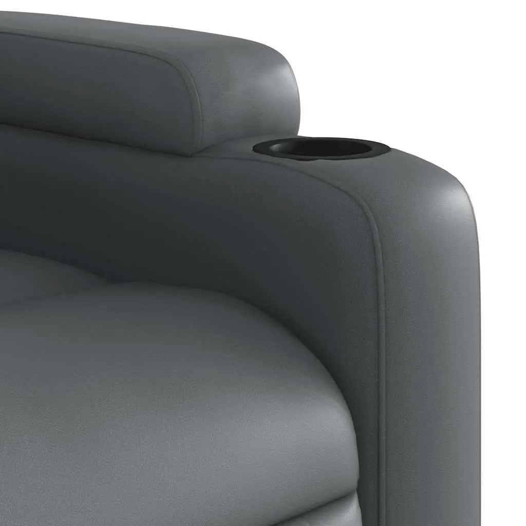 Massage Recliner Chair Faux Leather Grey Manual Reclining Armchair