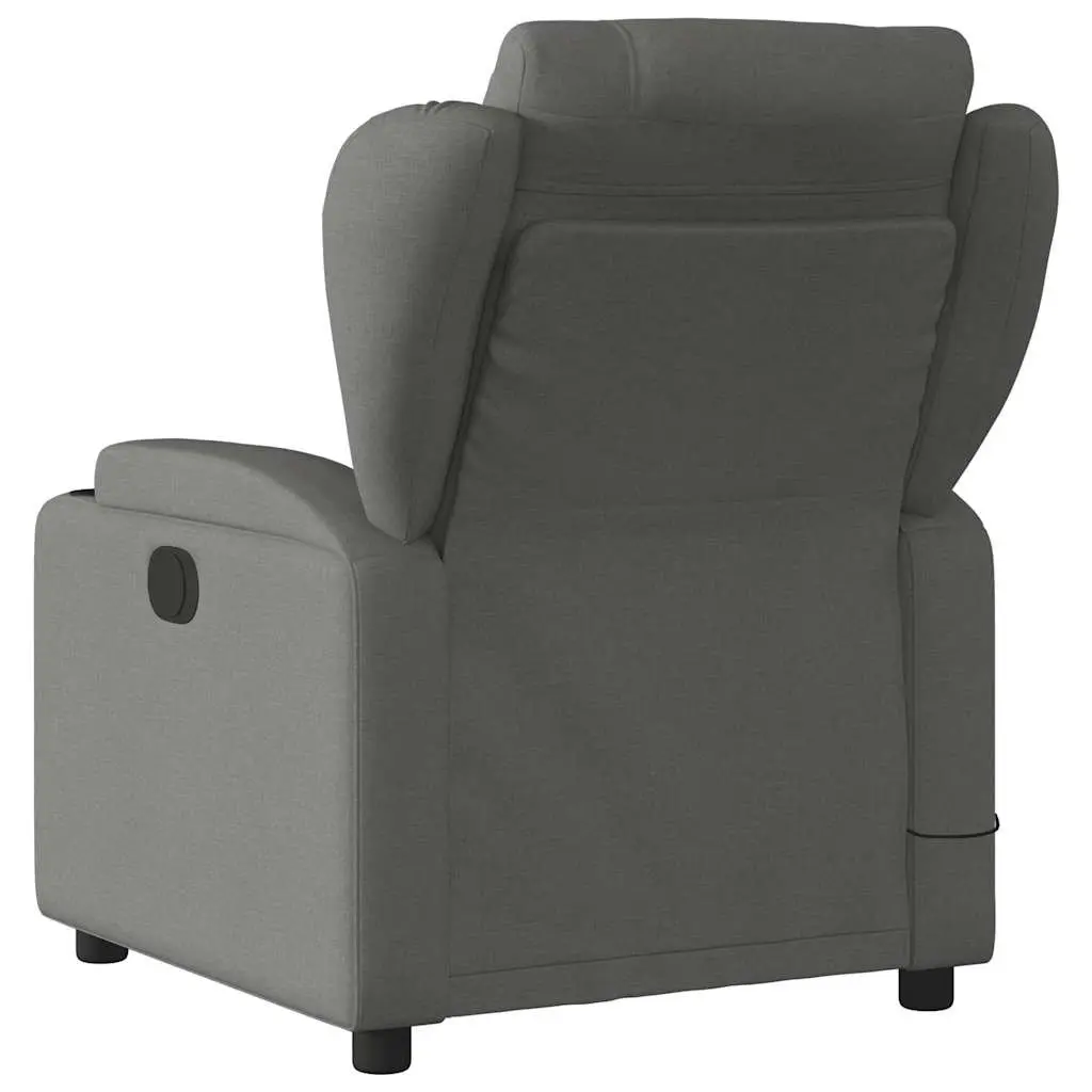 Massage Recliner Chair Fabric Grey Manual Recline Vibration 6 Points Armchair