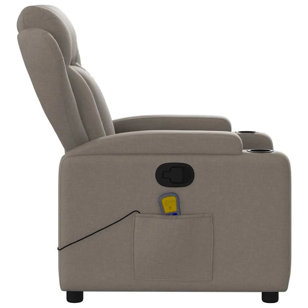 Massage Recliner Chair Fabric Taupe Manual Recline 135 Degrees Vibration Relaxation Furniture