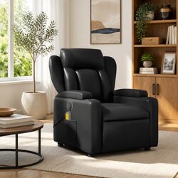 Black Faux Leather Massage Recliner Chair with Vibration