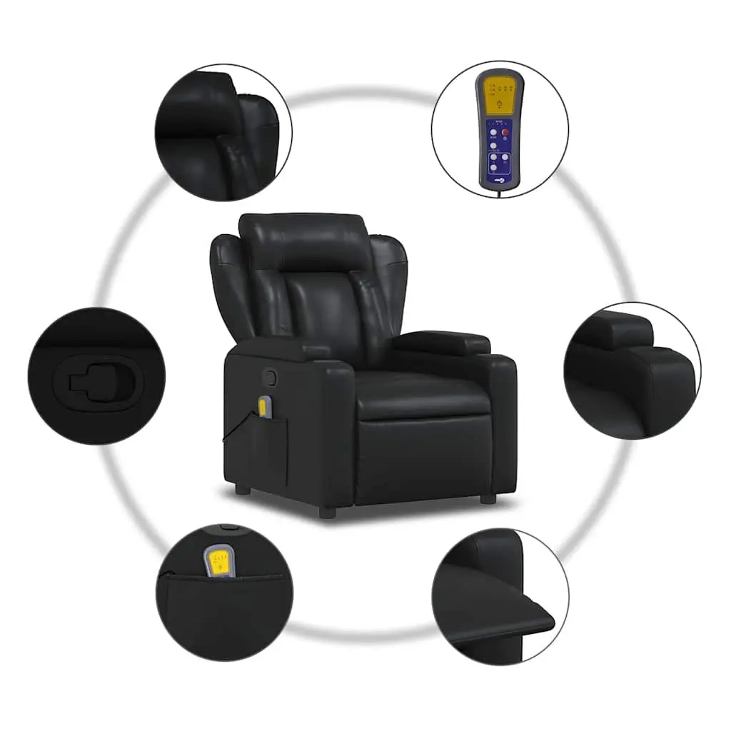 Black Faux Leather Massage Recliner Chair with Vibration