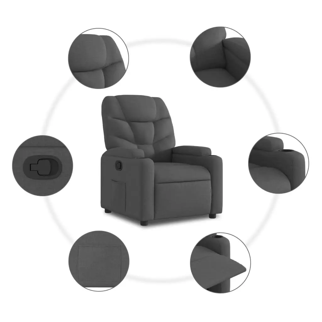 Recliner Chair Manual Recline Fabric Grey