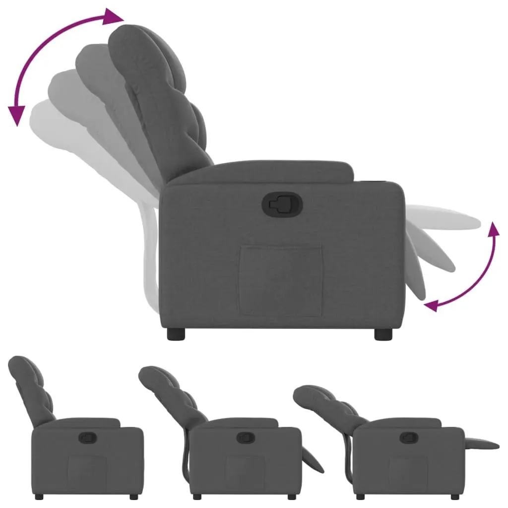 Recliner Chair Manual Recline Fabric Grey