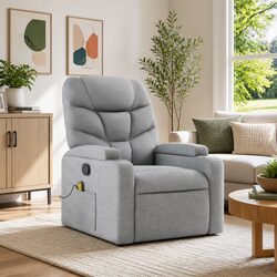 Light Grey Fabric Manual Reclining Massage Armchair