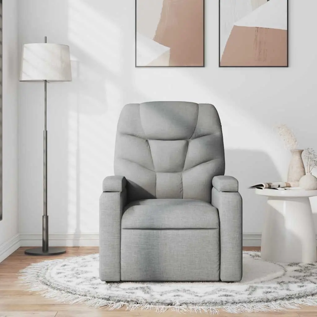 Massage Recliner Chair Fabric Light Grey Manual Reclining 6 Massage Points