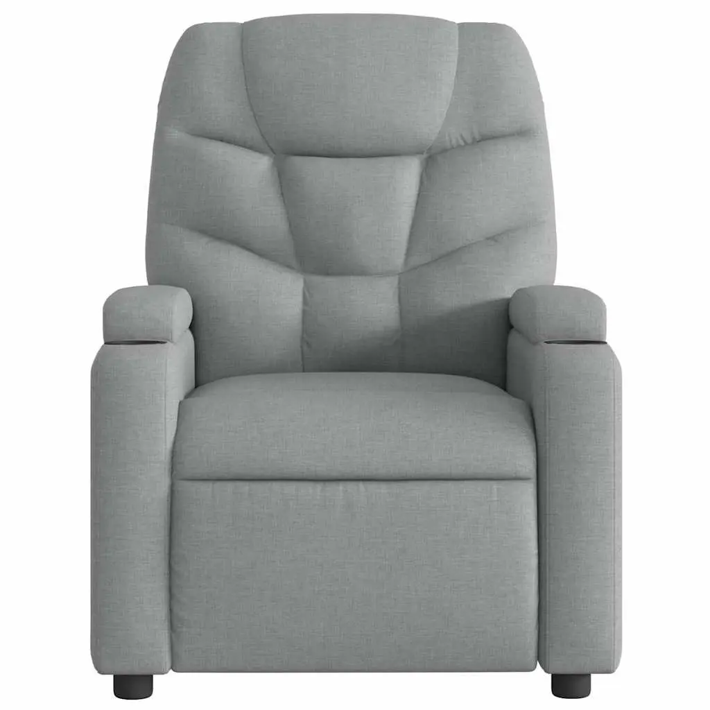 Massage Recliner Chair Fabric Light Grey Manual Reclining 6 Massage Points