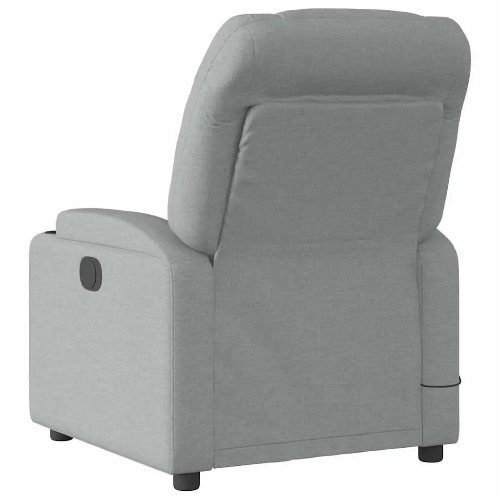Massage Recliner Chair Fabric Light Grey Manual Reclining 6 Massage Points