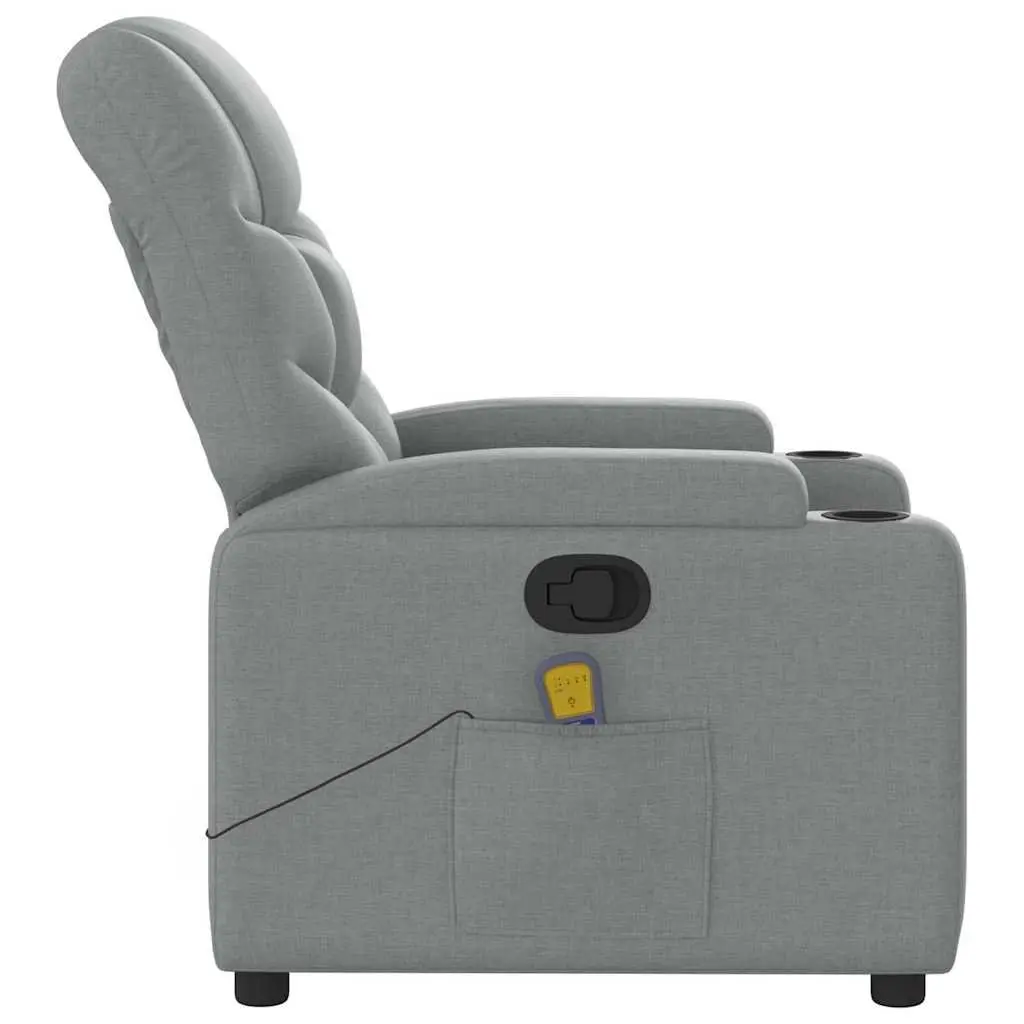 Massage Recliner Chair Fabric Light Grey Manual Reclining 6 Massage Points