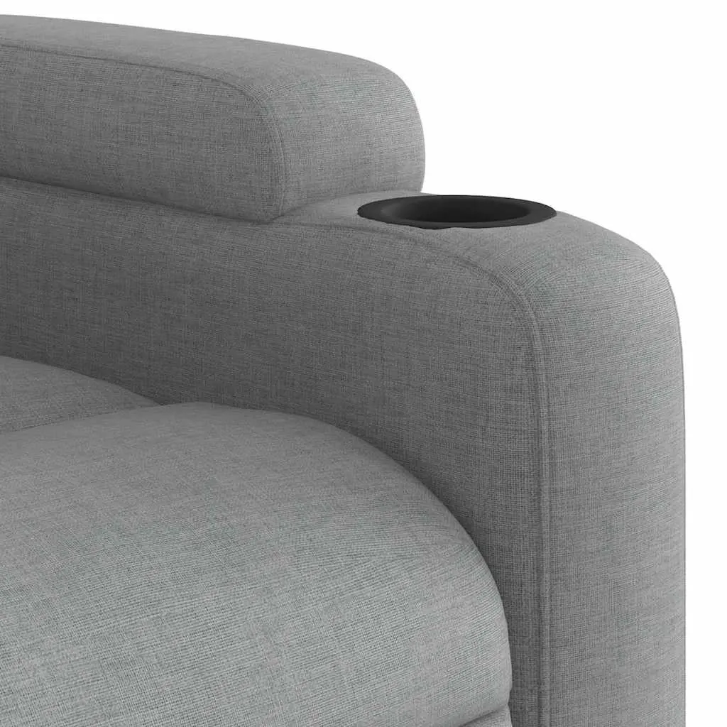 Massage Recliner Chair Fabric Light Grey Manual Reclining 6 Massage Points