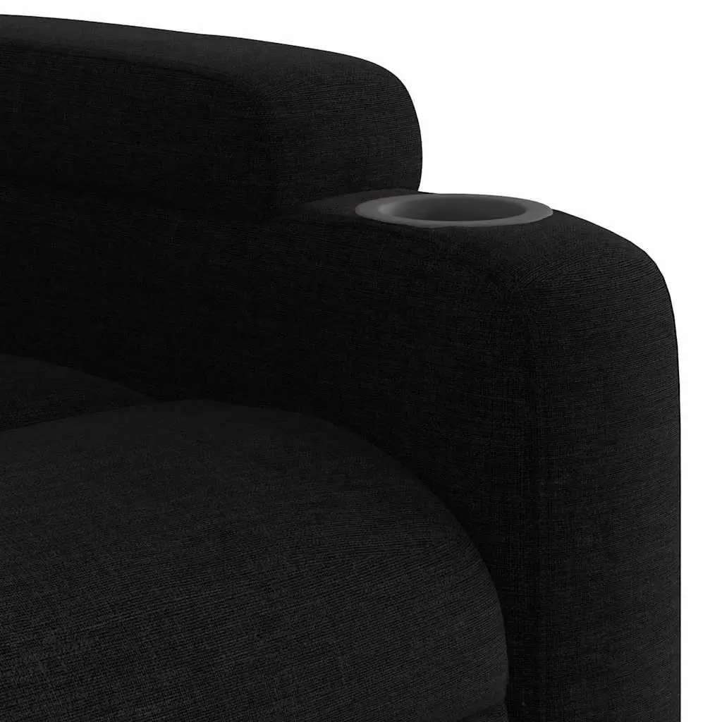 Manual Reclining Massage Chair Black Fabric Vibration Function Adjustable Footrest 135 Degrees