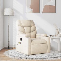 Cream Fabric Massage Recliner Chair with 6 Massage Points