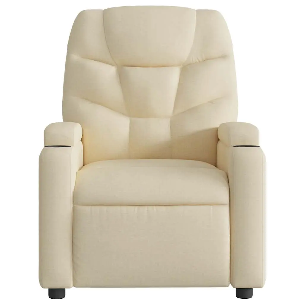 Massage Recliner Chair Fabric Cream Manual Recline 6 Points