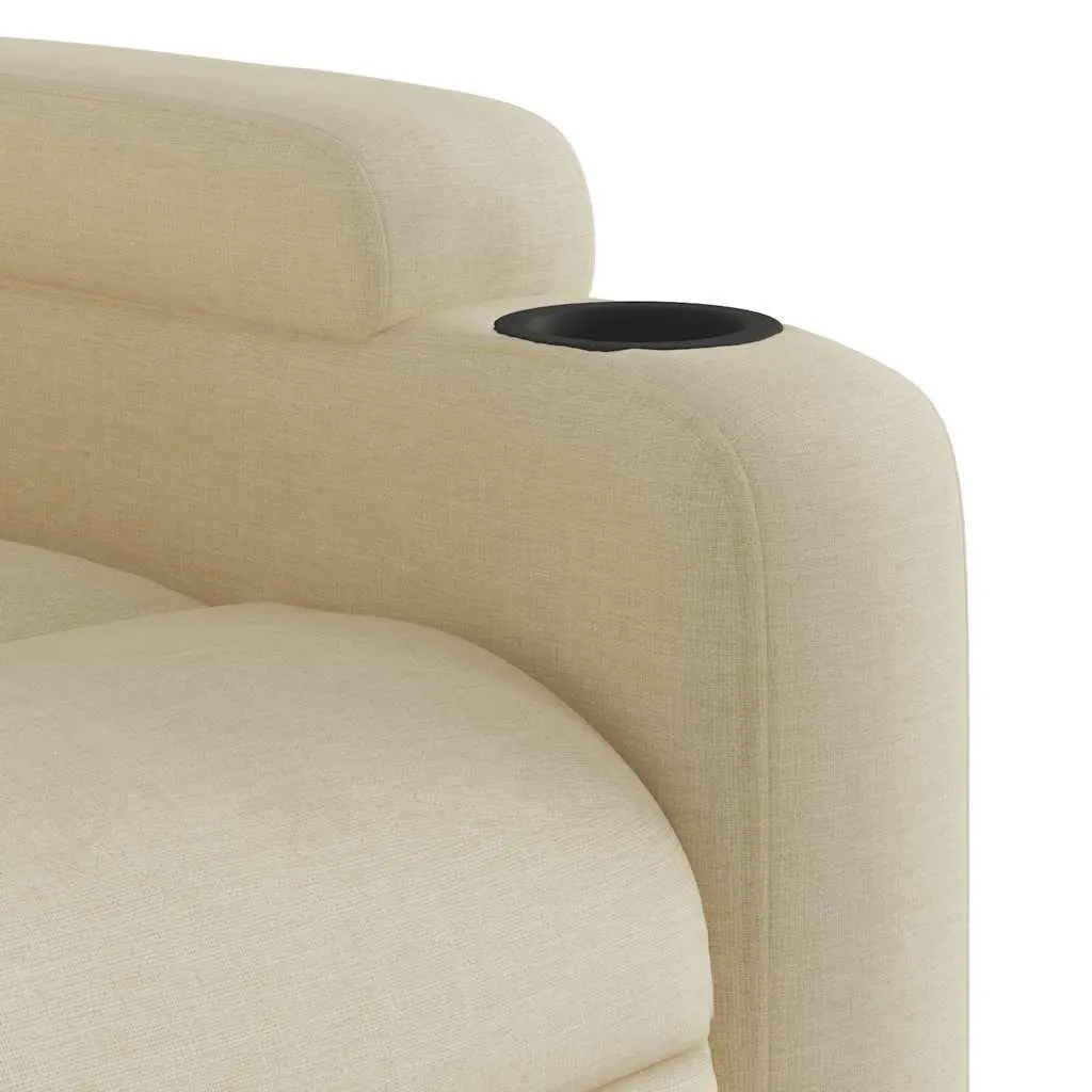 Massage Recliner Chair Fabric Cream Manual Recline 6 Points