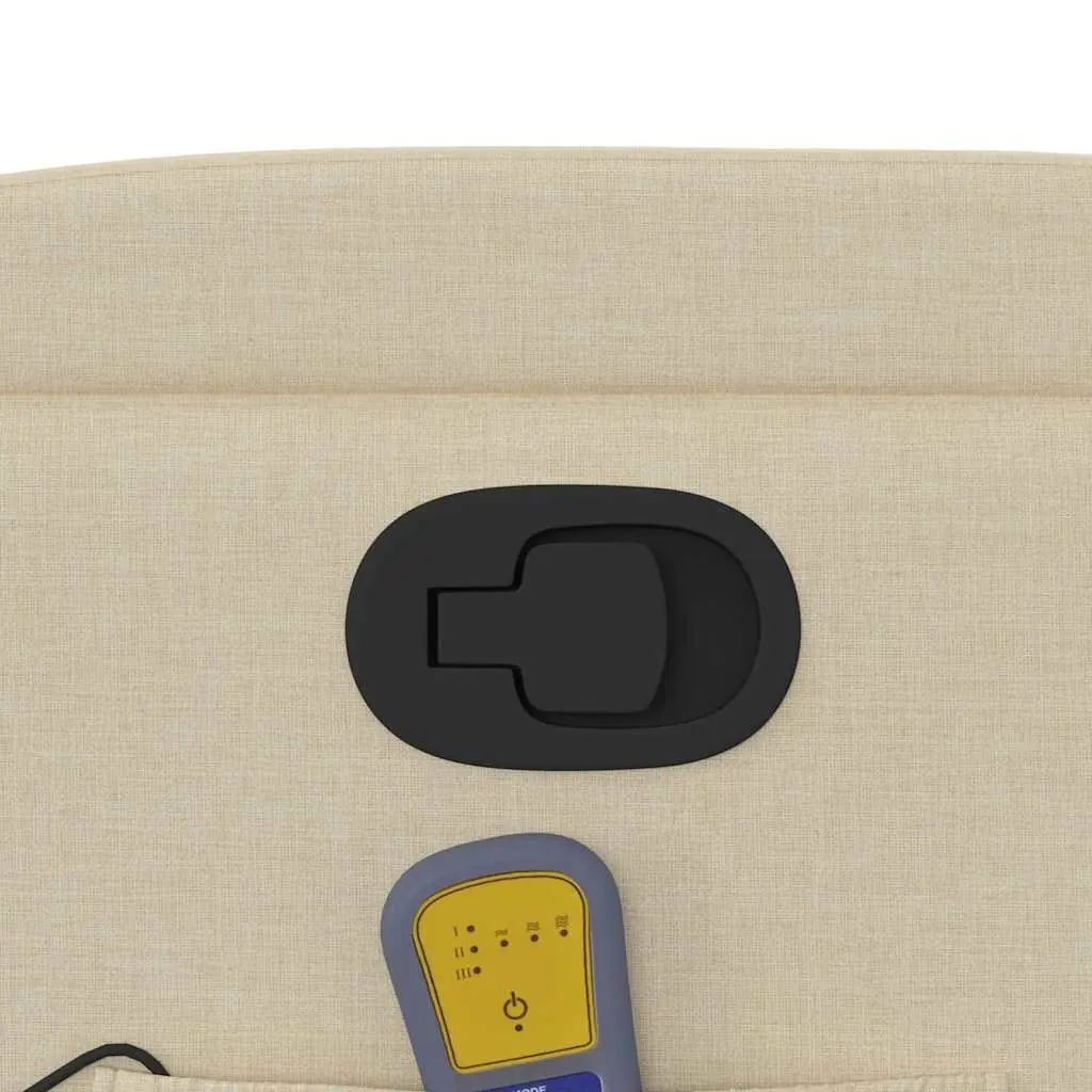Massage Recliner Chair Fabric Cream Manual Recline 6 Points