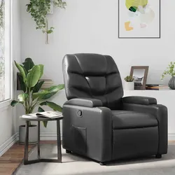 Black Manual Reclining Armchair with Cup Holders