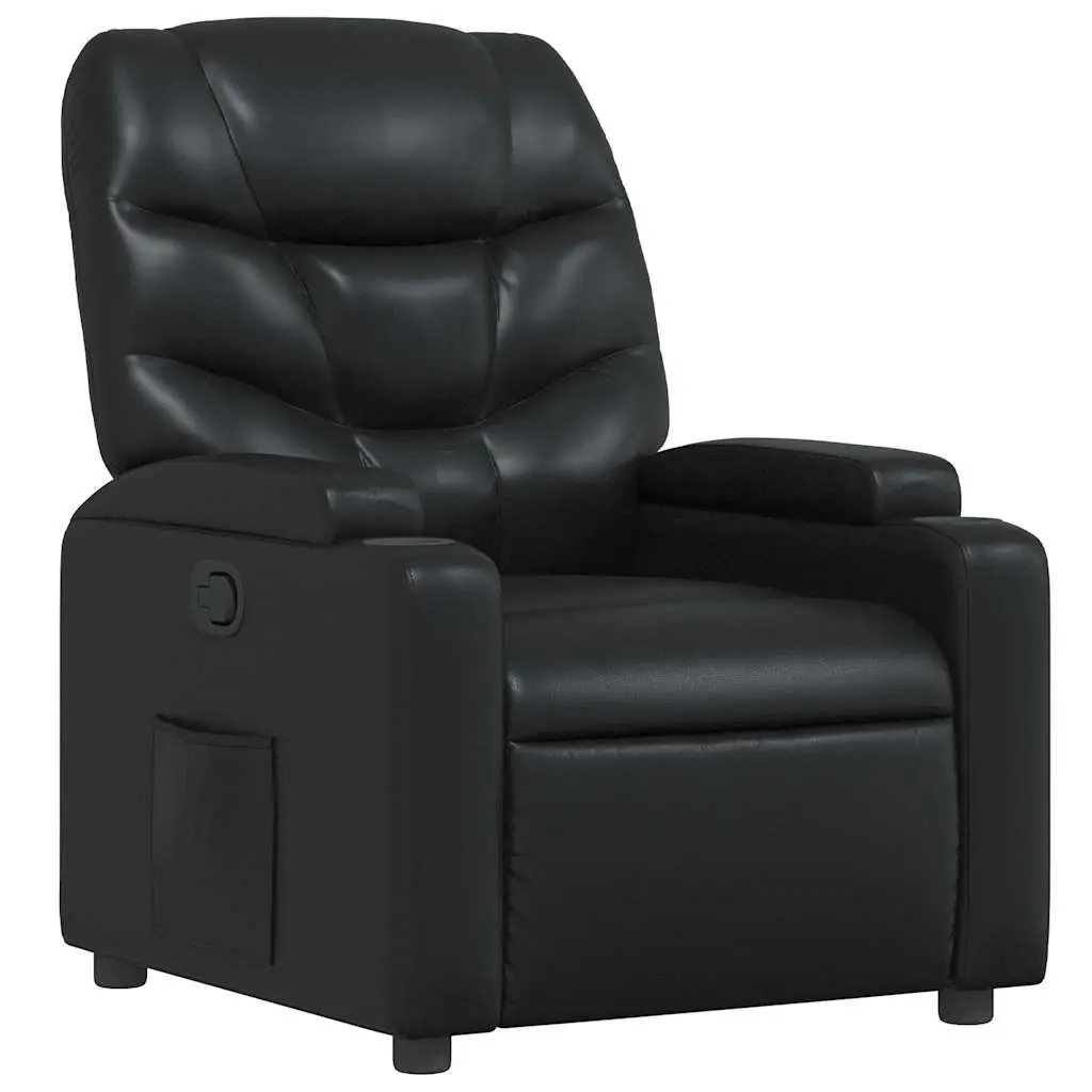 Recliner Chair Faux Leather Black Manual Reclining Armchair