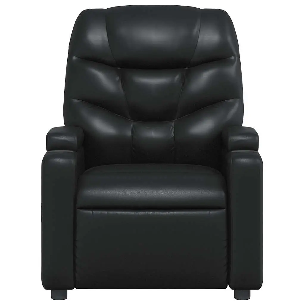 Recliner Chair Faux Leather Black Manual Reclining Armchair