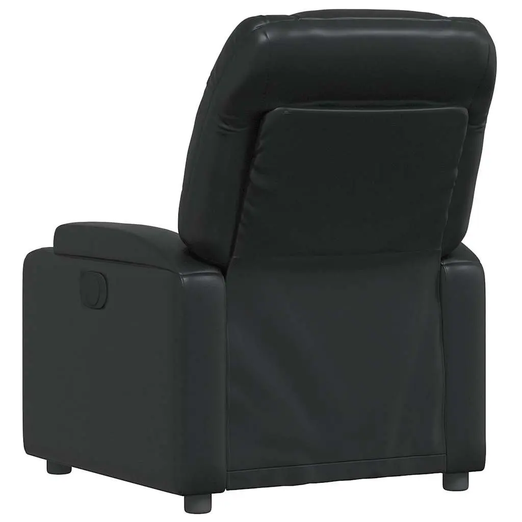 Recliner Chair Faux Leather Black Manual Reclining Armchair