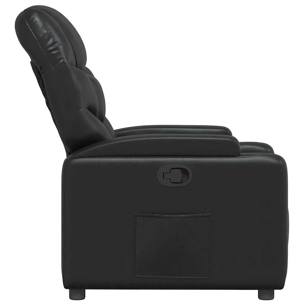 Recliner Chair Faux Leather Black Manual Reclining Armchair