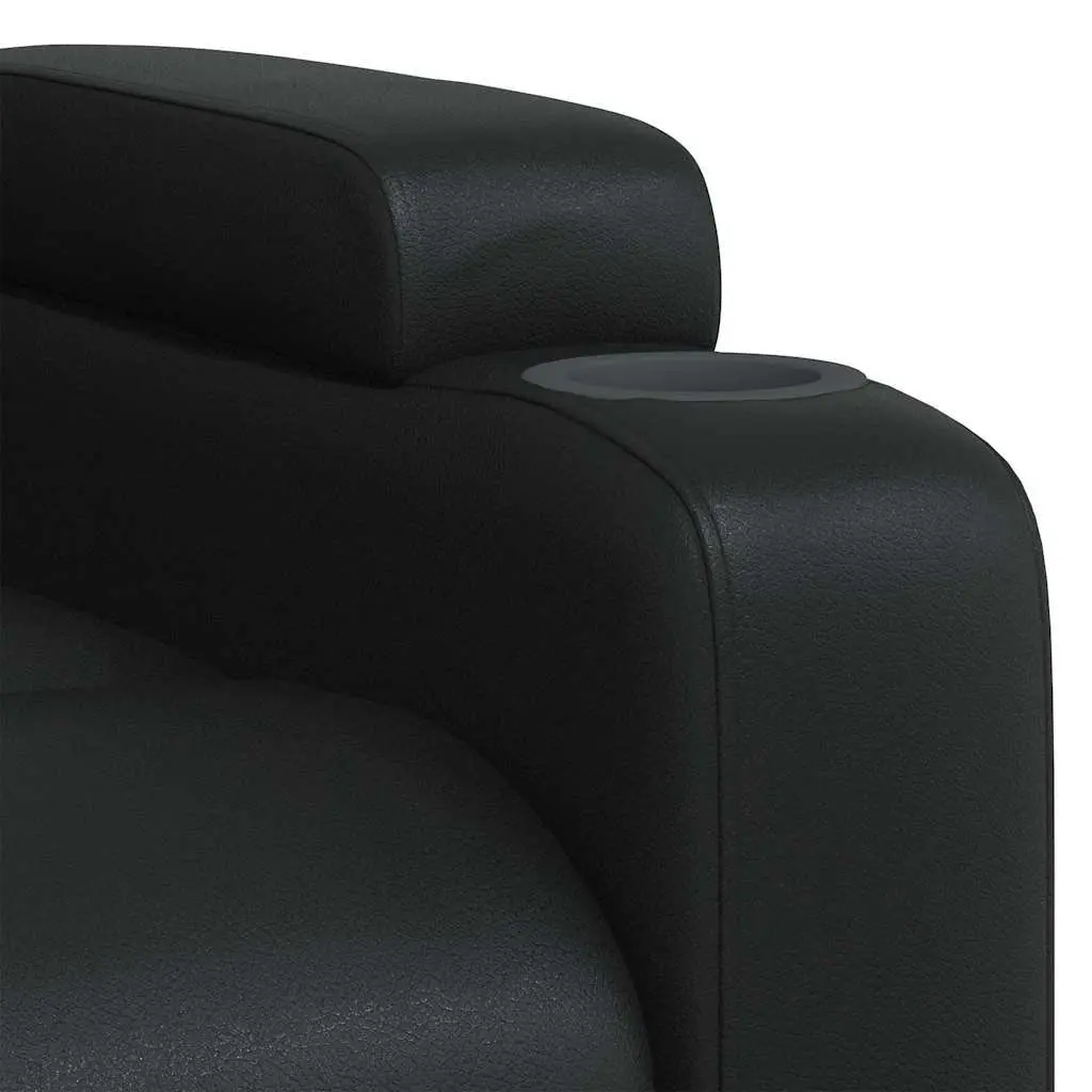 Recliner Chair Faux Leather Black Manual Reclining Armchair