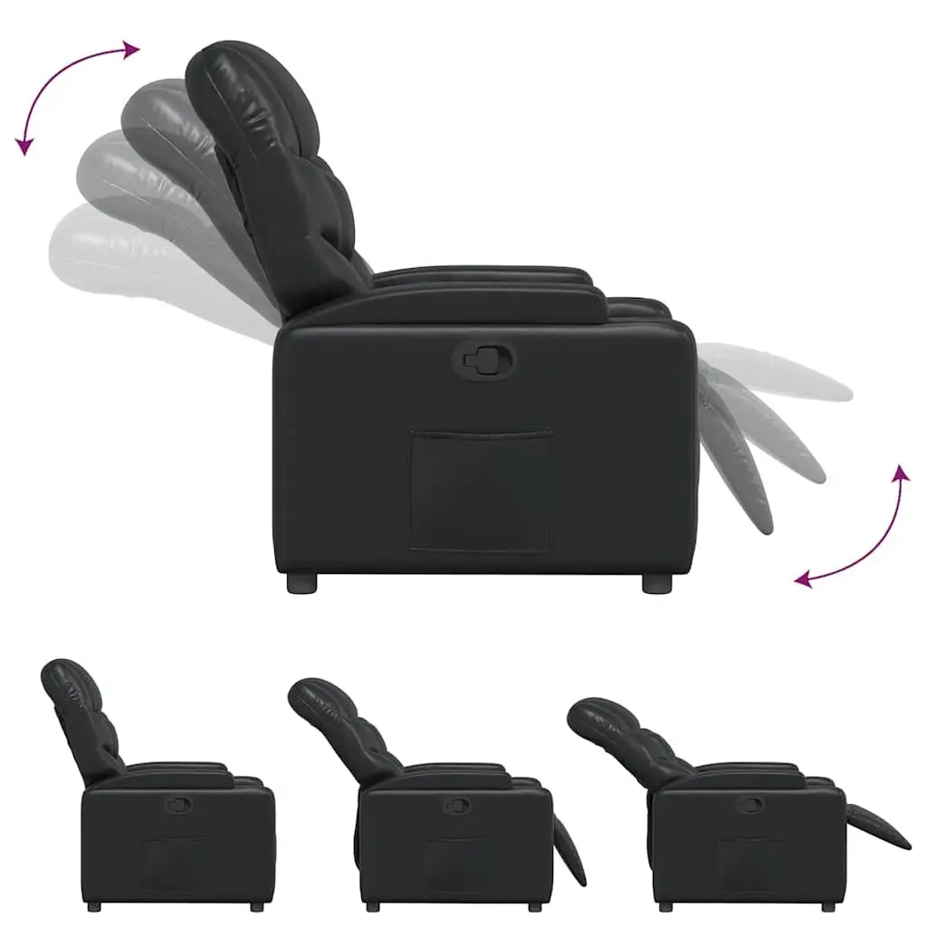 Recliner Chair Faux Leather Black Manual Reclining Armchair