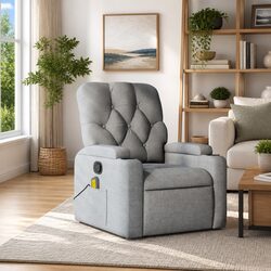 Grey Fabric Massage Recliner Chair with Manual Recline