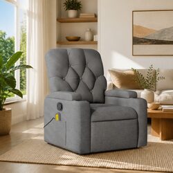 Grey Fabric Manual Recline Massage Chair with Vibration