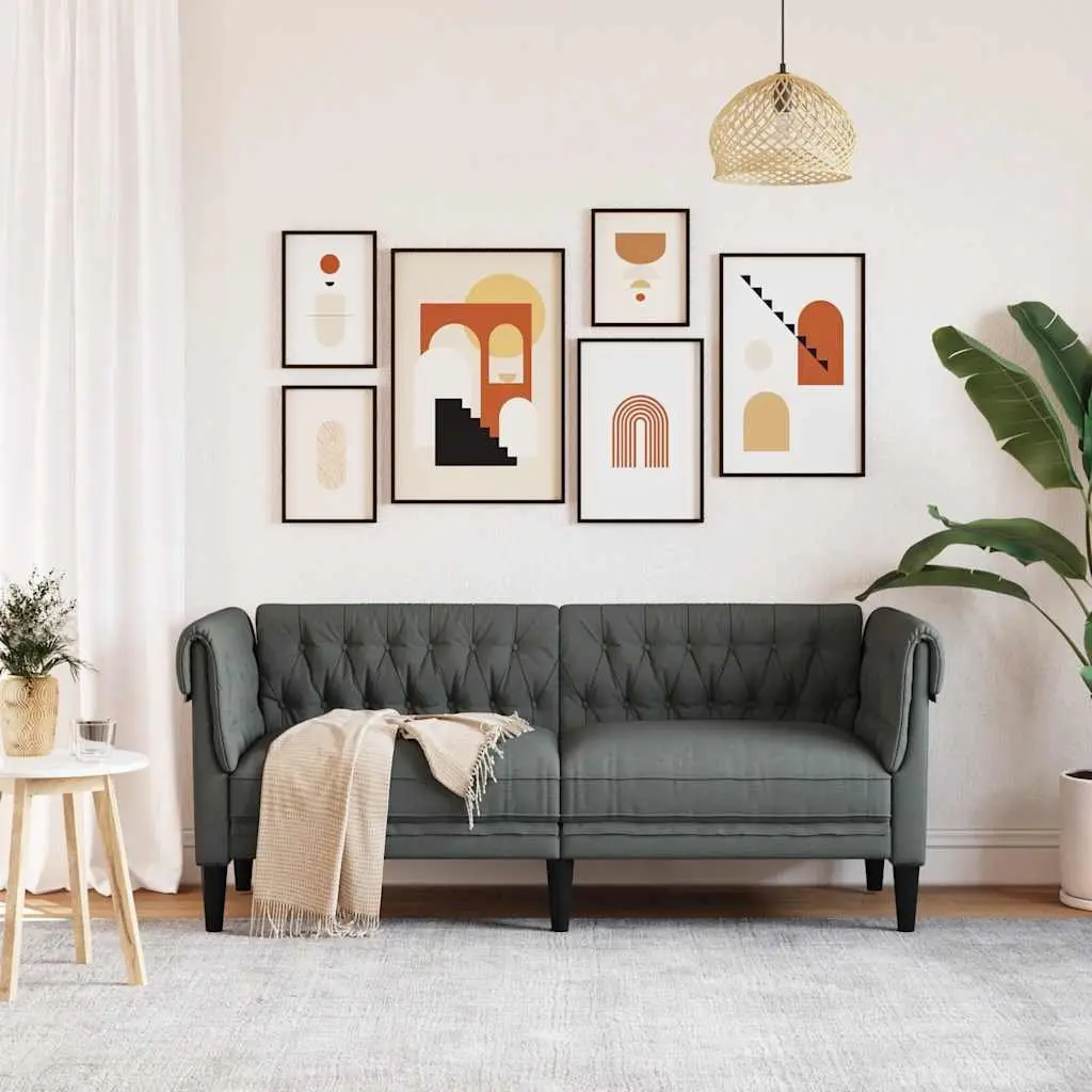 Grey Fabric Chesterfield Sofa for Living Room