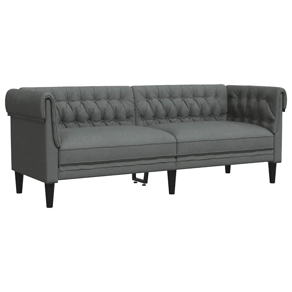 3-Seater Chesterfield Sofa in Grey Fabric