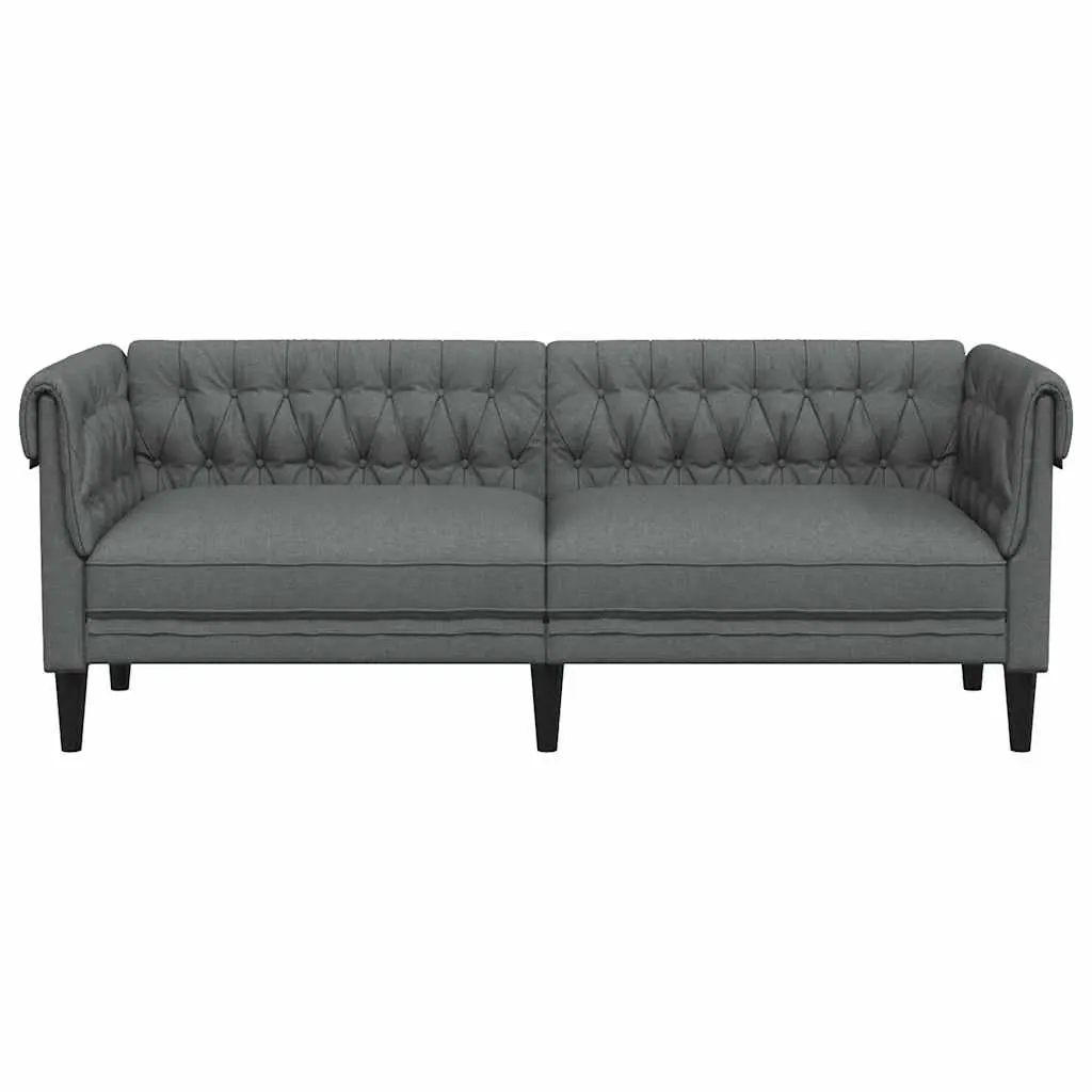 3-Seater Chesterfield Sofa in Grey Fabric