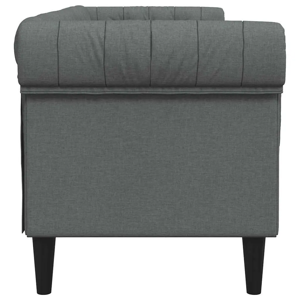 3-Seater Chesterfield Sofa in Grey Fabric