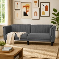 Luxury 3-Seater Velvet Sofa in Grey for Modern Living Rooms