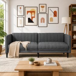 Durable 3-Seater Sofa in Grey Fabric for Modern Living