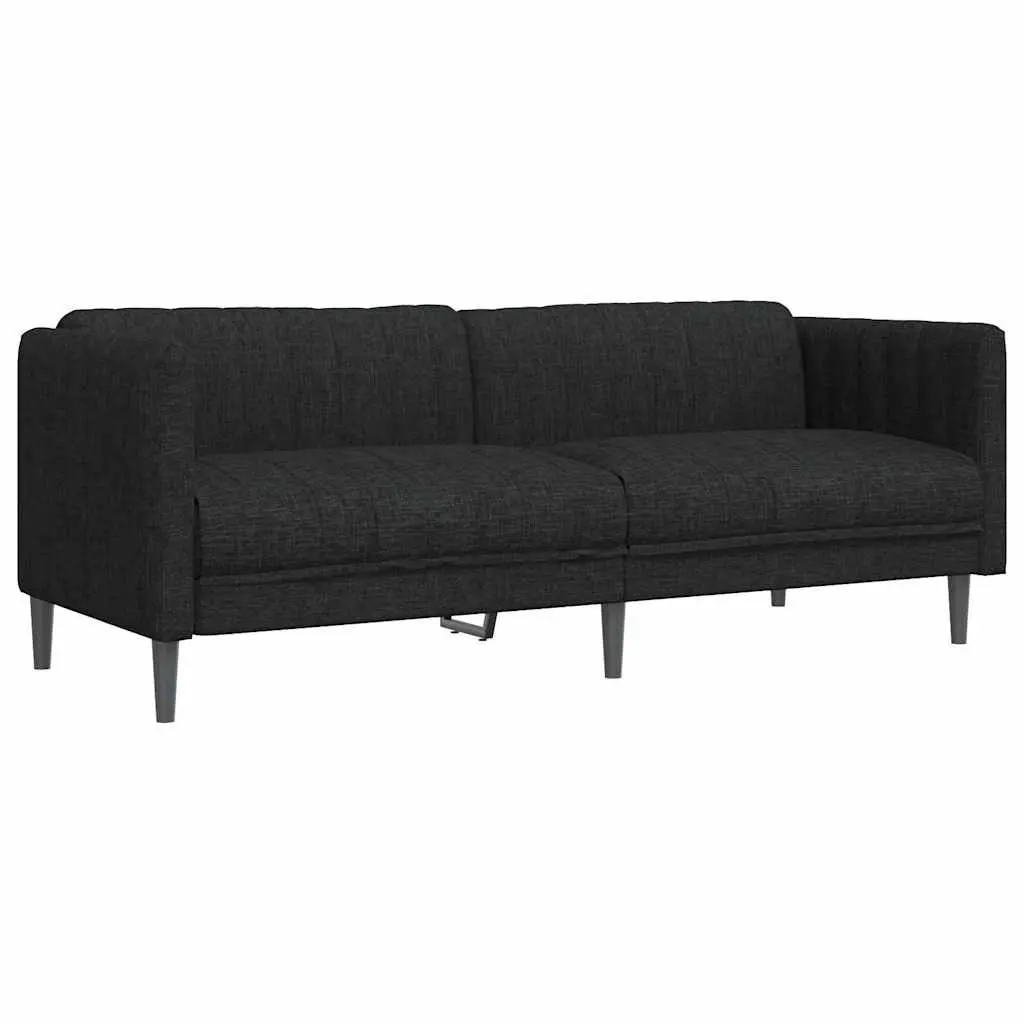 3-Seater Sofa Fabric Black