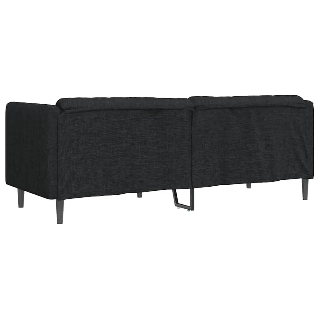 3-Seater Sofa Fabric Black