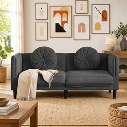 Grey Velvet 2-Seater Sofa with Supportive Cushions