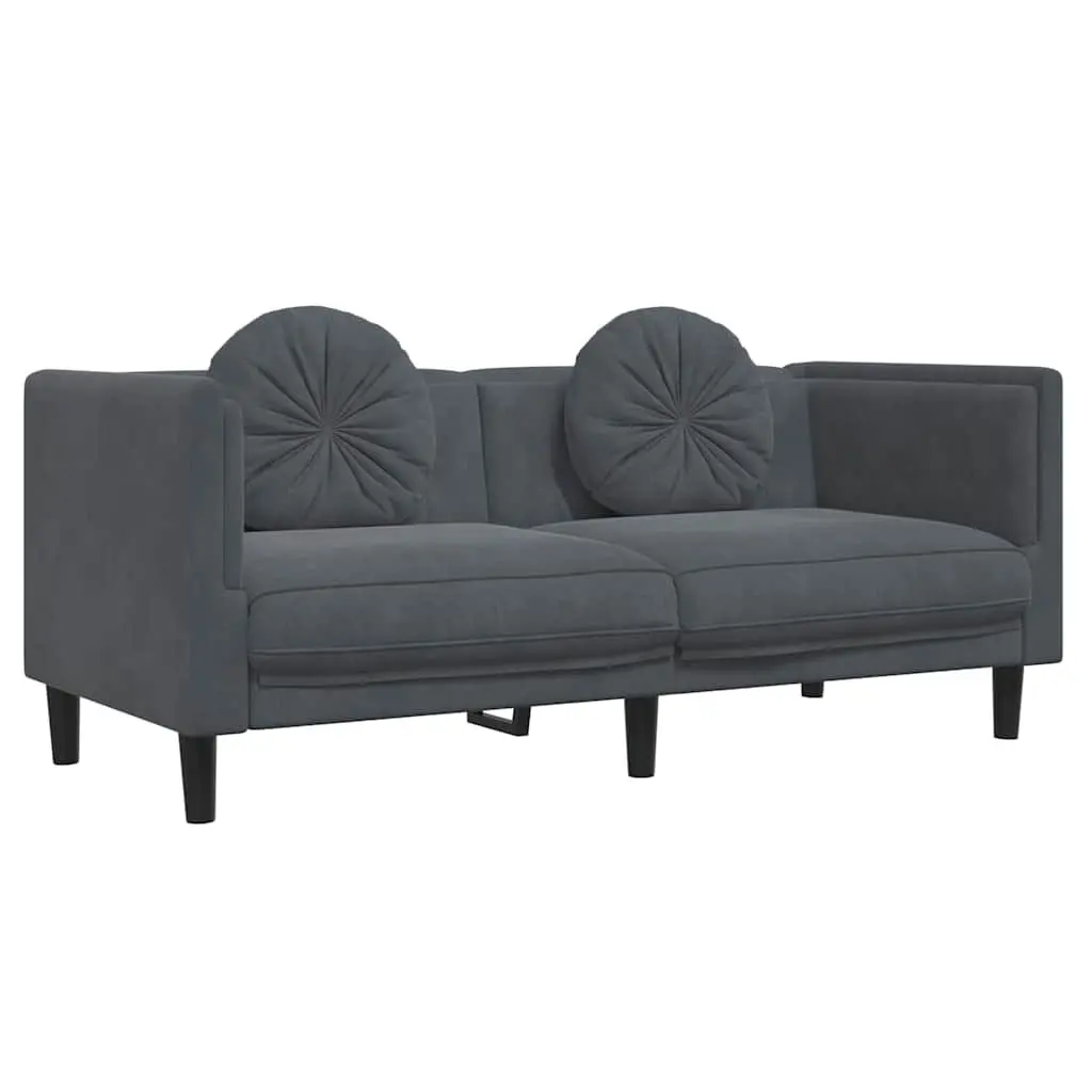 Grey Velvet 2-Seater Sofa with Supportive Cushions