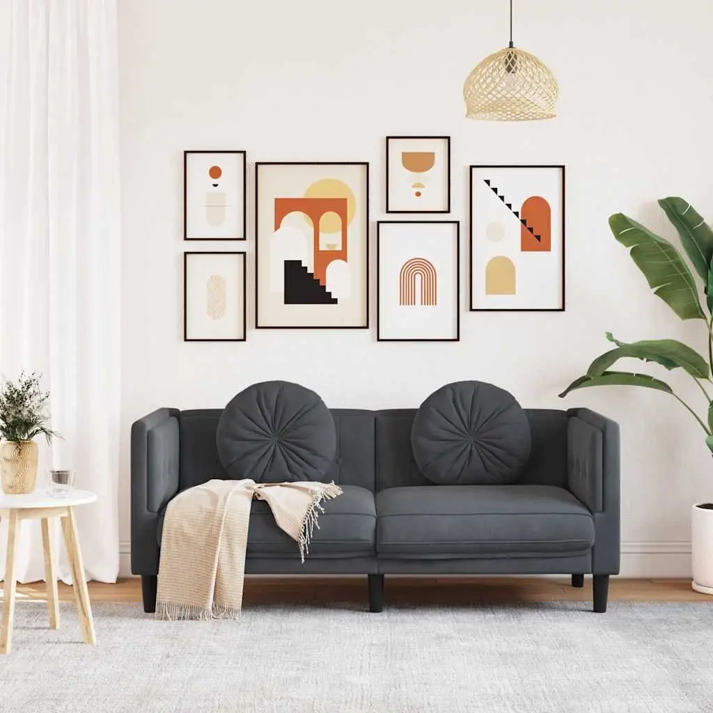 Grey Velvet 2-Seater Sofa with Supportive Cushions