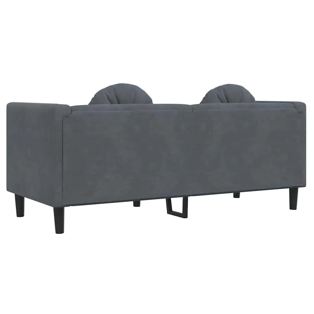 Grey Velvet 2-Seater Sofa with Supportive Cushions
