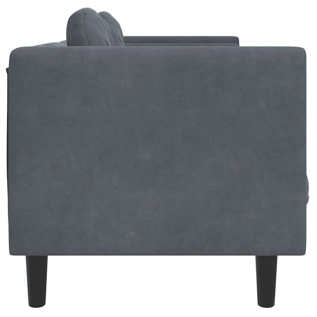 Grey Velvet 2-Seater Sofa with Supportive Cushions