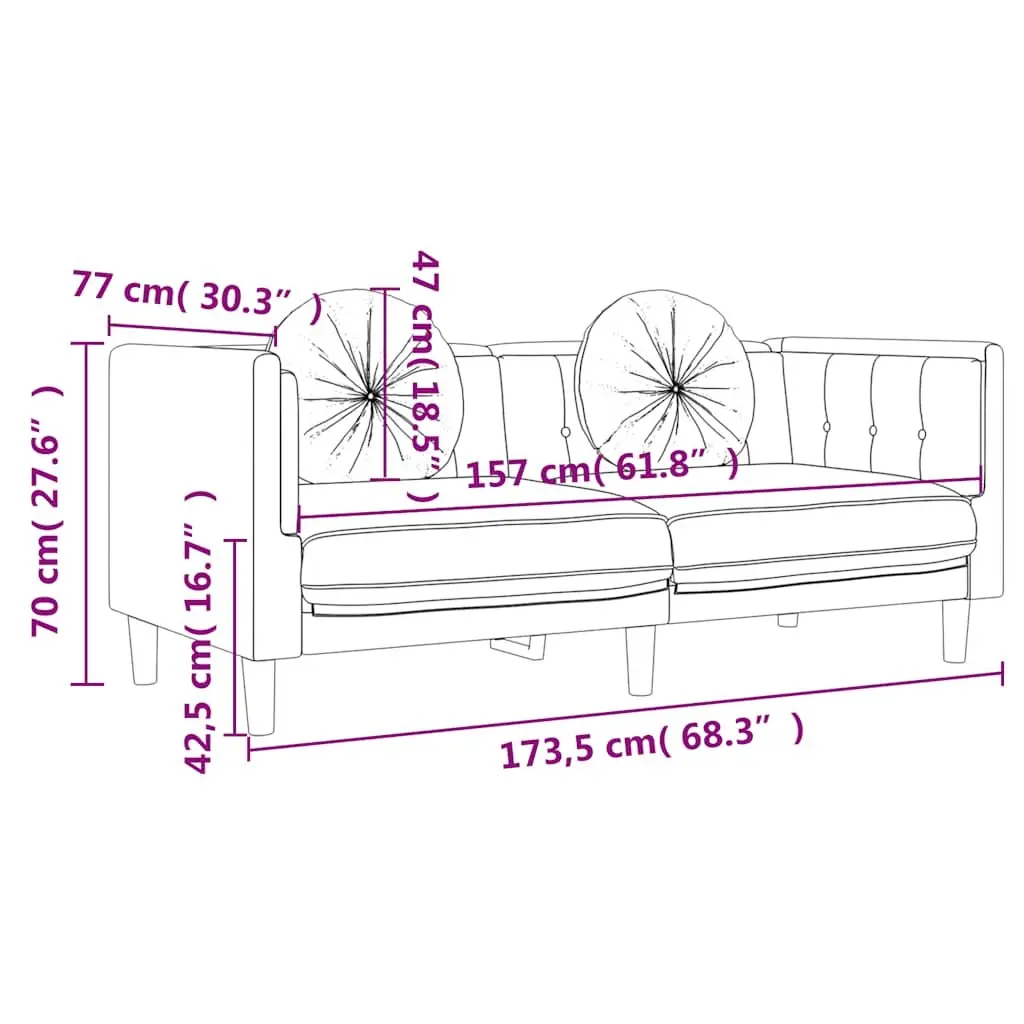Grey Velvet 2-Seater Sofa with Supportive Cushions