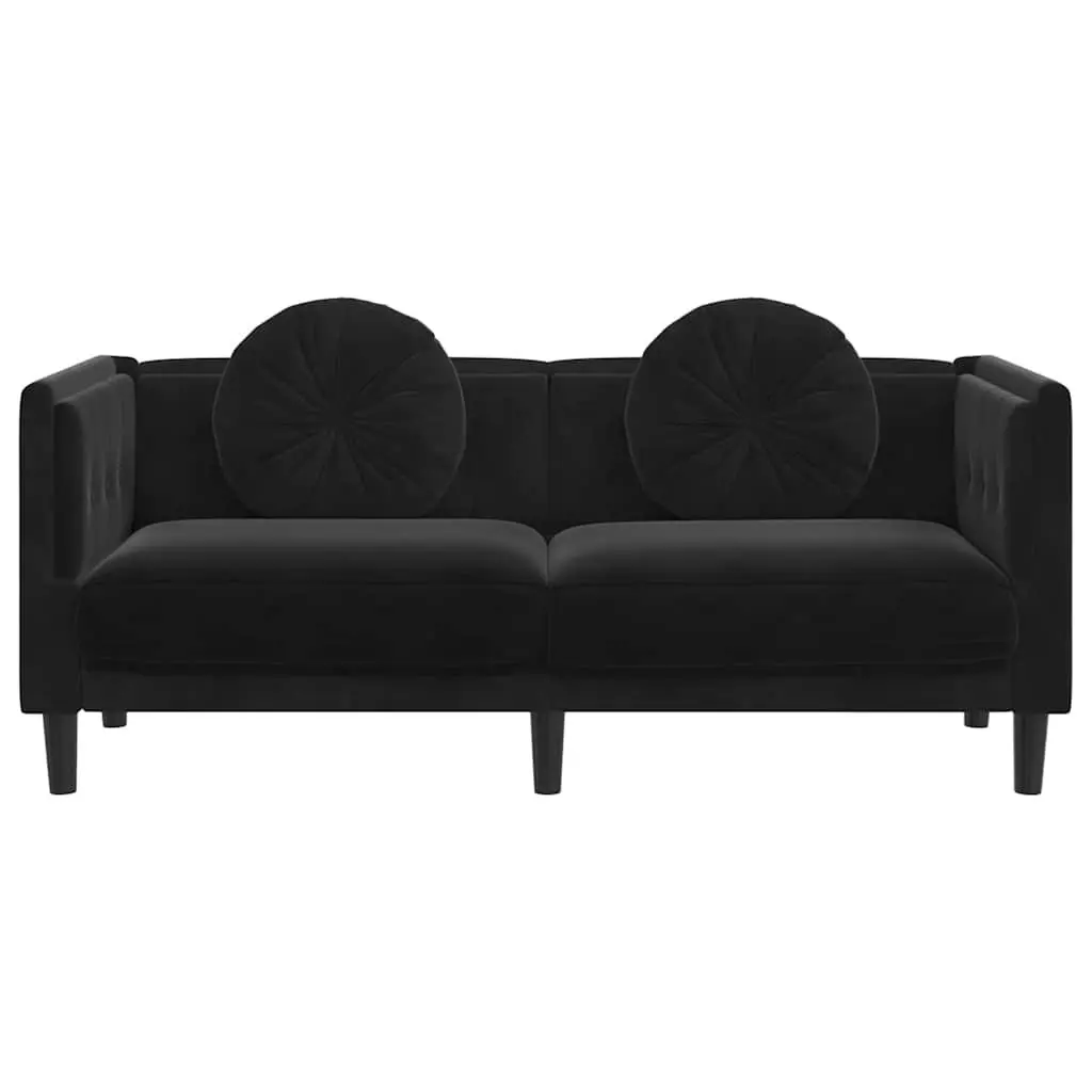 Black Velvet 2-Seater Sofa for Comfort