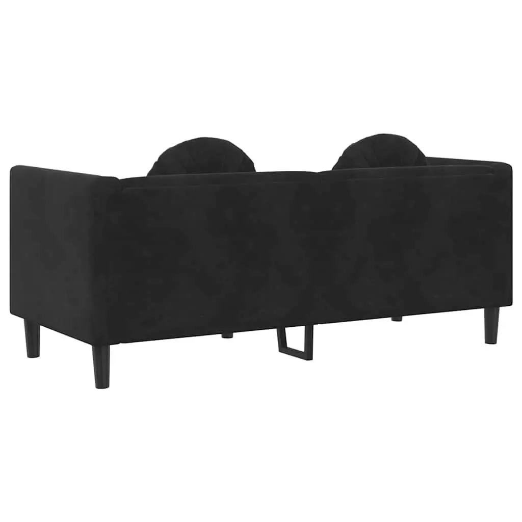 Black Velvet 2-Seater Sofa for Comfort